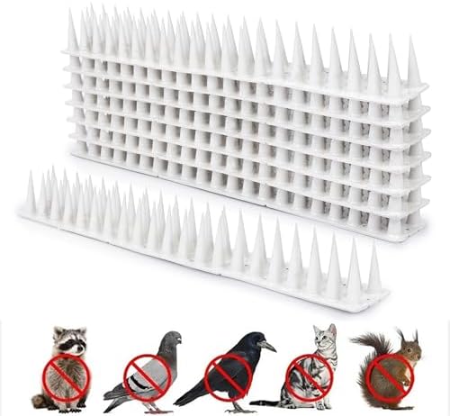 Pigeon Spikes (Pack of 5) Anti Bird Control for Balcony, Railing, Home Window Protection from Pigeon, Dog, Monkey, Crow, Kabootar, Split AC, Spikes with Double Sided Tape (White)