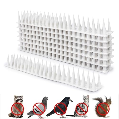Pigeon Spikes (Pack of 10) Anti Bird Control for Balcony, Railing, Home Window Protection from Pigeon, Dog, Monkey, Crow, Kabootar, Split AC, Spikes with Double Sided Tape (White)