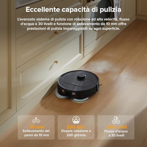 roborock QV 35A Robot Aspirapolvere, Antigroviglio, 8000Pa, Panno Sollevabile, Autolavaggio, Asciugatura ad Aria, Stazione Tutto in Uno, Evitare gli Ostacoli, Strategie di Pulizia dei Tappeti, Nero - Immagine 3