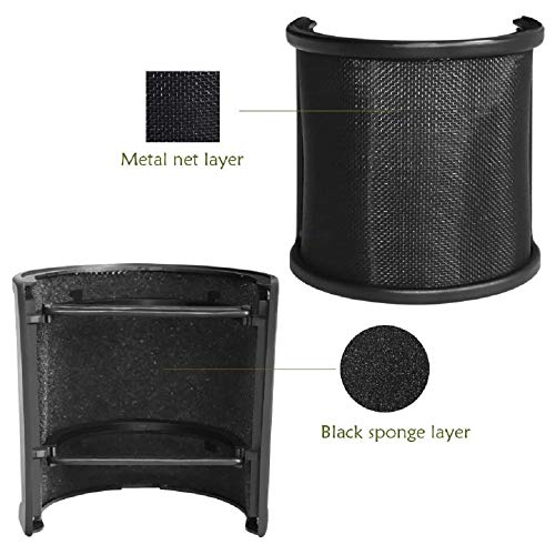 Microphone Shock Mount With Pop Filter,Anti-Vibration Suspension Microphone Shock Mount Bonus Screw Adapter Mic Mount Holder Clip For Diameter 48Mm-53Mm (18.8 Inch- 2.0Inch) Microphone #TOP4