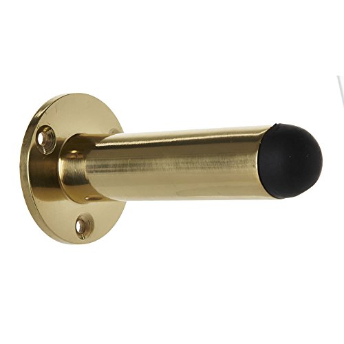 3 Door Stop Pillar Type 75MM 2 1/2 INCH Solid Polished Brass with Screws
