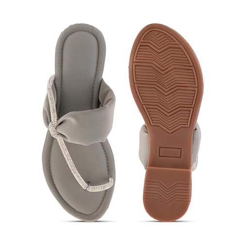 Image of Centrino Women's Slide Sandals | Stylish Slip-On for Ladies | T-Strap Cushioned Footbed for Comfort | Elegant & Trendy Braided Strap Flip Flops | Lightweight Casual Summer Slides (9311)