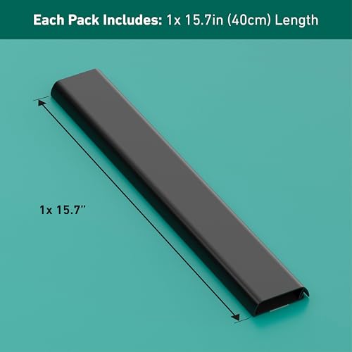 D-Line TV Wall Mount Cord Hider, Hide Mounted TV Cables, Wire Covers, Self Adhesive Cover for Cords, Paintable, Low Profile, Seamless Cable Raceway - 2.36in W x 0.59in H x 15.7in L - Black by D-Line - Used condition - Image 4