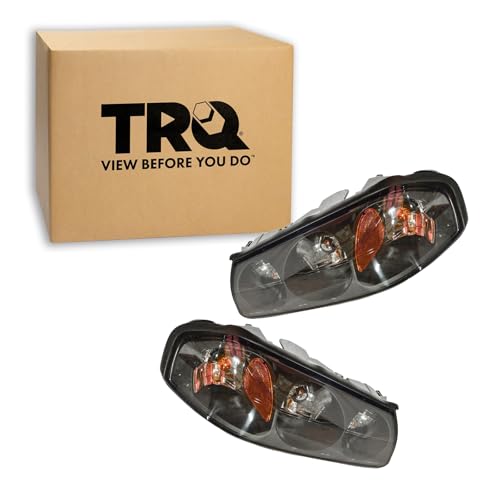 Image of TRQ Headlight Assembly Set GM2502201 GM2503201 Compatible with 2000-2004 Chevrolet Impala
