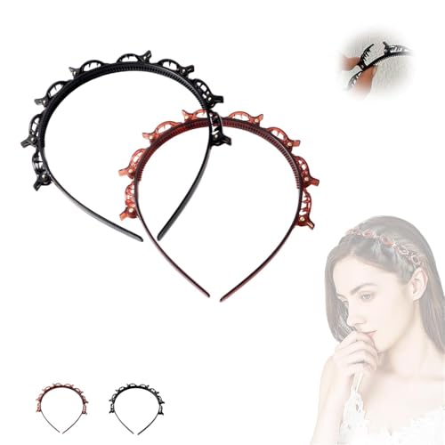 2 piezas Pinza para cabello estilo doble flequillo en negro y marrón con 8 clips pequeños, accesorios para trenzas y diademas para cabello rizado y grueso miniatura 5