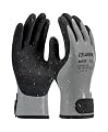 LANON Waterproof Winter Work Gloves, Double Latex Coated, Thermal Insulated Freezer Gloves for Cold Weather, Heavy Duty, Non-Slip Grip, Wrist Closure, Grey,L