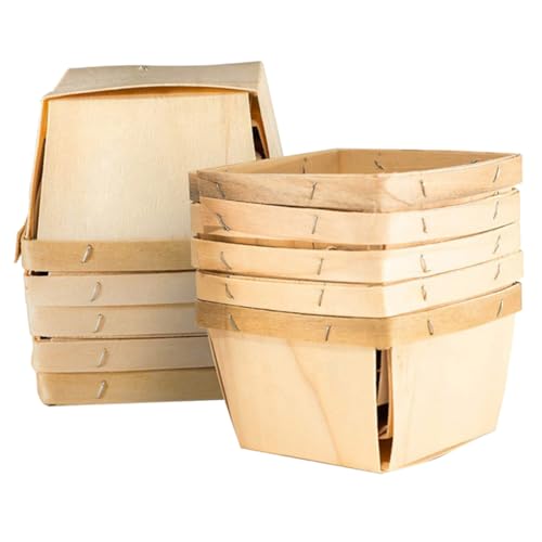 Cabilock 10 piezas Cestas de Madera para Almacenaje Multifuncional Canastas Decorativas Rústicas para Frutas Pan y Organización Hogar y Cocina
