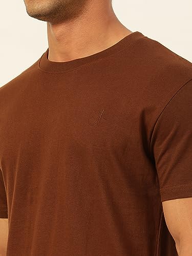 Image of Solid Soft Cloth Round Neck Cotton Relaxed Fit T Shirt