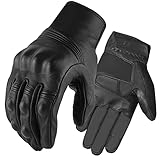 LOVMEAD Motorradhandschuhe Herren Leder Motorrad Handschuhe Herr Atmungsaktiv Touch Screen Fahrradhandschuhe, Schwarz Männer Professionelle Mountainbike MTB (XL, Schwarz)
