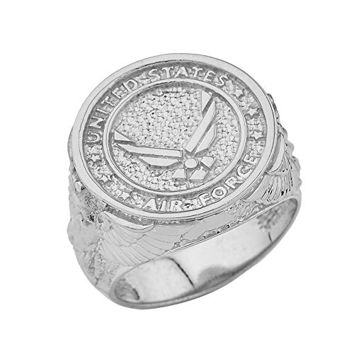 Men's Solid Sterling Silver US Air Force Military Insignia Ring