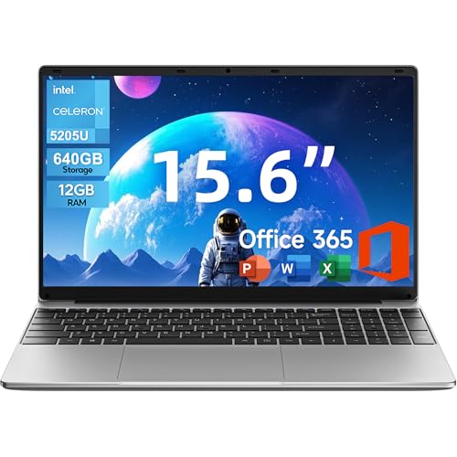 jumper 15.6″ FHD Laptop, 10th Gen Intel Dual-Core Processor(1.9GHz), 12GB RAM 640GB Storage, 1 Year Office 365, Numeric Keyboard, HDMI, WiFi5, 38Wh Battery, Windows 11 Laptop for Business and Student