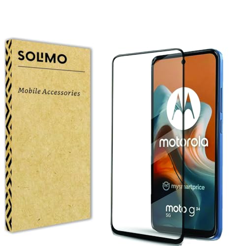 Amazon Brand - Solimo Tempered Glass Screen Protector for Moto G34 5G (11D) with Edge-to-Edge Coverage | Easy Installation Kit (Black) (B0D879CZWY) Amazon Price History, Amazon Price Tracker