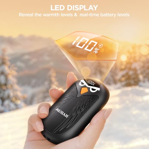 Hand Warmers Rechargeable 2 Pack with LED Display, 4 Heat Settings & Fast Heating, Portable Electric Hand Warmers for Camping Hunting Commuting, Valentine's Gifts for Men Women - image 2