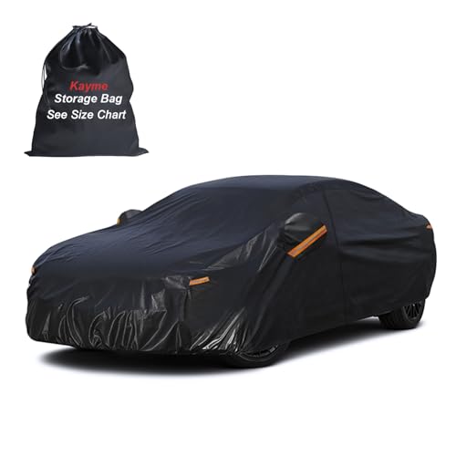 Image of Kayme 10 Layers Car Cover for Automobiles Waterproof All Weather [See Vehicle Size Chart for Accurate Fit] Heavy Duty Full Exterior Cover Outdoor Sun Rain Snow UV Protection. Size A5 (See Size Chart)