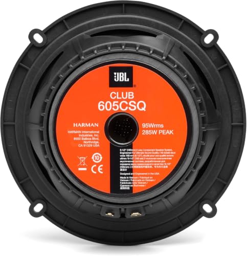 Image of JBL Club 605CSQ 2-Way Car Component Speaker System - 285 Watt Peak 95W RMS with Carbon Fiber Car Speaker, Silk Dome Tweeter and Filters