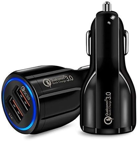 Adaptive Fast Charging Car Charger, VectorTech Dual USB Adapter Cigarette Lighter Power Outlet Compatible with Samsung Galaxy S8 S9 S10e S10 Plus Note 8 9, iPhone 6 7 8 X XR XS Max, iPads (Black)