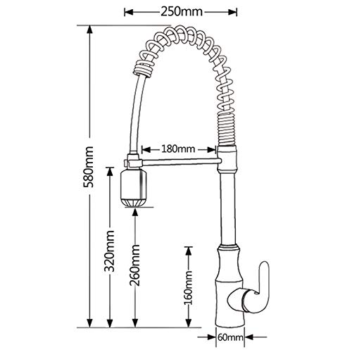 Robinet de cuisine avec douchette extractible or brossé et LED