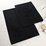 Superior 2-Pack Bath Rugs, Premium 100% Combed Cotton with Non-Slip Backing, Soft, Plush, Fast Drying and Absorbent - Black, 20