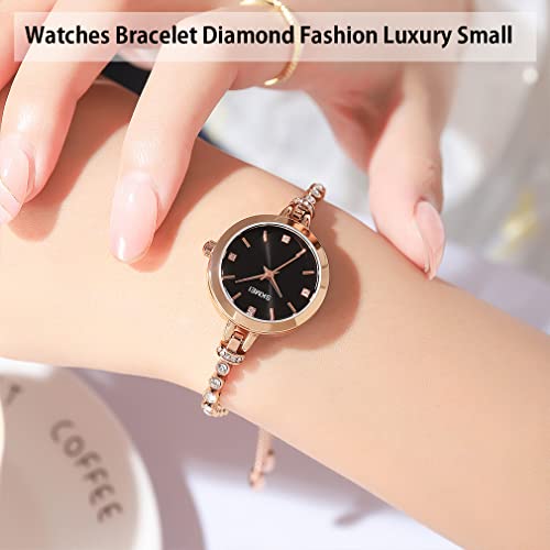 SKMEI Women Watches Bracelet Diamond Ladies Female Small Rose Gold Fashion Luxury Thin Waterproof Analog Quartz Casual Girls Wife Gifts Silver Wrist Watch