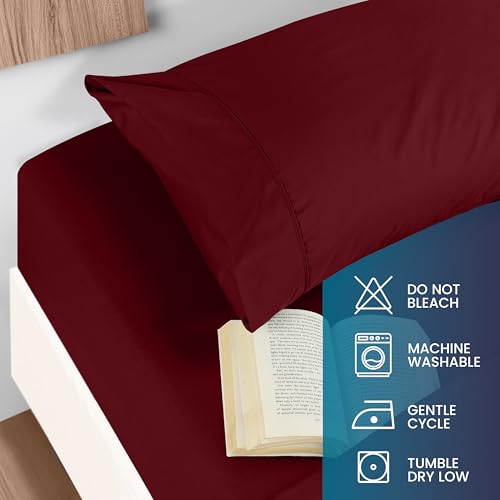 Utopia Bedding Queen Sheet Set - Brushed Microfiber - Soft Bed Sheets for Queen Size Bed Set - Includes 1 Fitted, 1 Flat, & 2 Pillow Cases - Deep Pocket (Burgundy) - Image 6