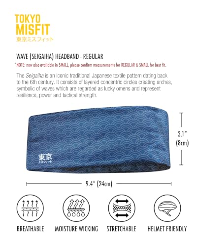 Image of Tokyo Misfit - Japanese Headbands for Men & Women, Sweat Band, Workout, Yoga, Fashion, Running, Sports, Basketball, Bandana (Wave-Seigaiha)