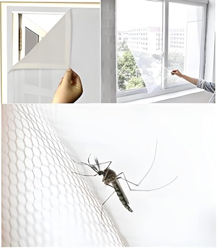Image of Kanish Polyster Mesh Mosquito Net White Pre Stitched with Fastener Tape on All Four Borders Window Mosquito Net, 120 GSM Polyster Insect Net (1.5 X 1.5 ft, 18 x 18 Inch)