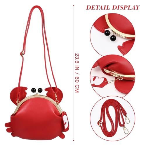Fashion PU Crab Shaped Satchel Handbag,Novelty Animal Shaped Shoulder Bag,Cross Body Shoulder Bag for Women Girls3
