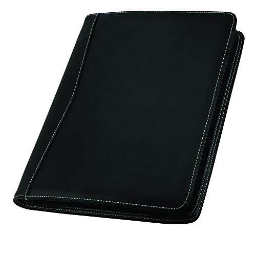 Image of Samsill Zippered Portfolio Organizer, Vegan Leather Business Portfolio Notebook, Work Organizer. Notepad, Tablet iPad (Upto 10.1 inch) Phone & Business Cards Holder, Professional Padfolio for Women & Men