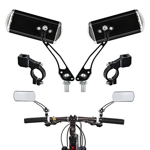 FOCCTS 1 Par 360° Ajustable Bicicleta Espejos Retrovisor para Bicicleta de Monta/E-Bike/Monopatín/Ciclomotor/Andador (Negro)
