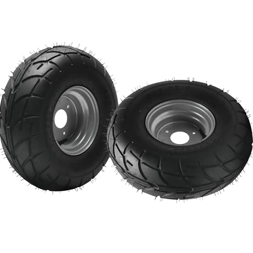 2 Pack 16x8-7 Go Kart Tire & Wheel Assembly 16x8.00-7 ATV Street Tyre - 3 Bolt Tubeless Road Tire for 70cc 110cc 125cc ATV, UTV, Quad, Buggy, Taotao, Coolster, Kazuma, Coleman Mini Bike - 7 Inch Wheel