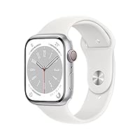 Apple Watch Series 8 (GPS + Cellular, 45mm) Smartwatch con cassa in alluminio color argento con...