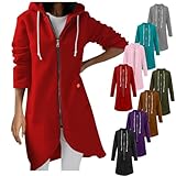 Amàzon Deals Today Warehouse Clearance Log in Oversized Zip Pp Hoodie for Women Cute Trendy Drawstring Hooded Sweatshirts Long Sleeve Irregular Hem Jacket Coats Prime deal day Today Only Red