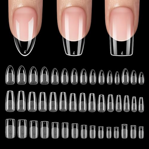 Image of 450 Pcs Medium Almond Coffin Square Nail Tips 3 Styles