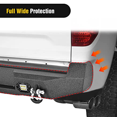 Image of Nilight Rear Step Bumper for 2016 2017 2018 2019 2020 2021 2022 2023 2024 Toyota Tacoma Full Width Pickup Truck Black Solid Steel Off-Road with 2X Upgraded 18W LED Lights D-Rings