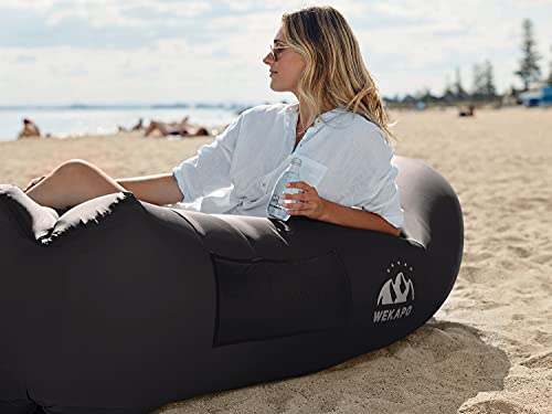 Wekapo Inflatable Lounger Air Sofa Hammock-Portable,Water Proof& Anti-Air Leaking Design-Ideal Couch For Backyard Lakeside Beach Traveling Camping Picnics & Music Festivals (Black) #TOP2