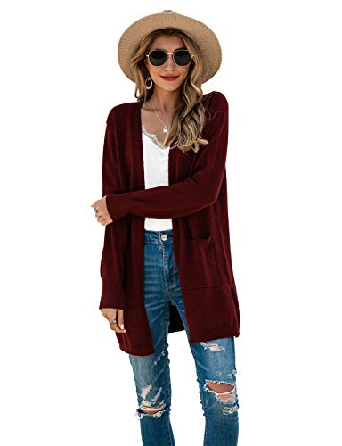 Image of TASAMO Cardigan Sweaters for Women Long Sleeve Open Front Casual Knit Fall Coat Oversized Soft Outwear with Pockets