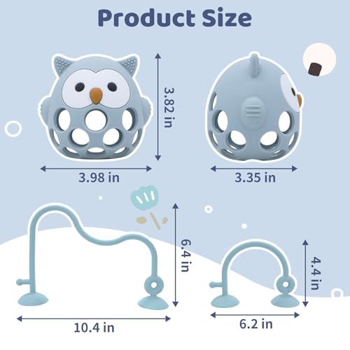 Image of Baby High Chair Suction Toys Teething Chew - Baby Teething Table Toys Silicone Teethers, Food Grade Silicon for 6 12 18 Months (Blue)