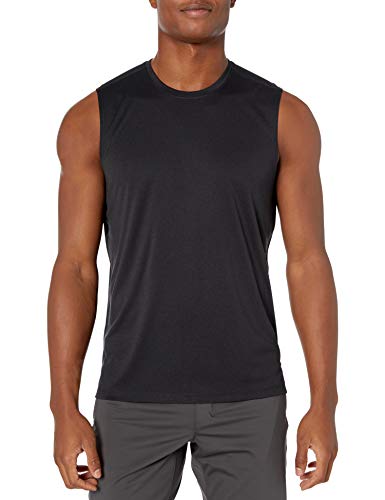 Amazon Brand - Peak Velocity Men's Tech Stretch Hybrid Muscle Tank Top, black, Medium
