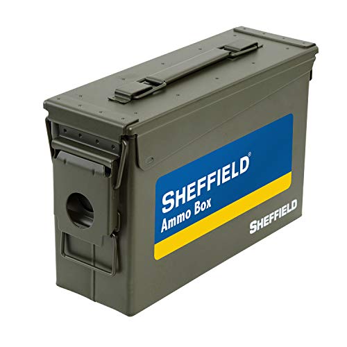 Sheffield 12640 Military Style 30-Cal Ammo Can, Airtight and Water-Resistant Ammo Storage, Heavy Gauge Steel Ammo Cans, Ammo Boxes for Storage, Green