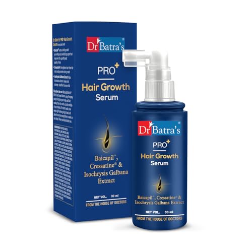Image of Dr Batra's Pro+ Hair Growth Serum 30ml - Clinically Proven Hair Fall Control & Regrowth Formula with Baicapil, Cressatine & Isochrysis Galbana | Redensyl Scalp Serum | Thicker, Stronger, Fuller Hair Non-Greasy | For Men & Women