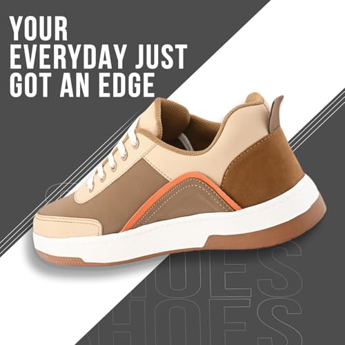 Image of STANPHORD Mens Lumora Sneakers Faux Leather Chunky Colourblocked Trendy Lace Up Casual Shoes Trendy Sole All Day Comfortable Lightweight with Extra Comfort Durable Footwear