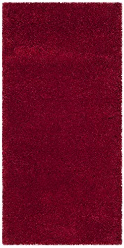 SAFAVIEH Milan Shag Collection SG180 Solid Non-Shedding Living Room Bedroom Dining Room Entryway Plush 2-inch Thick Accent Rug, 2' x 4', Red
