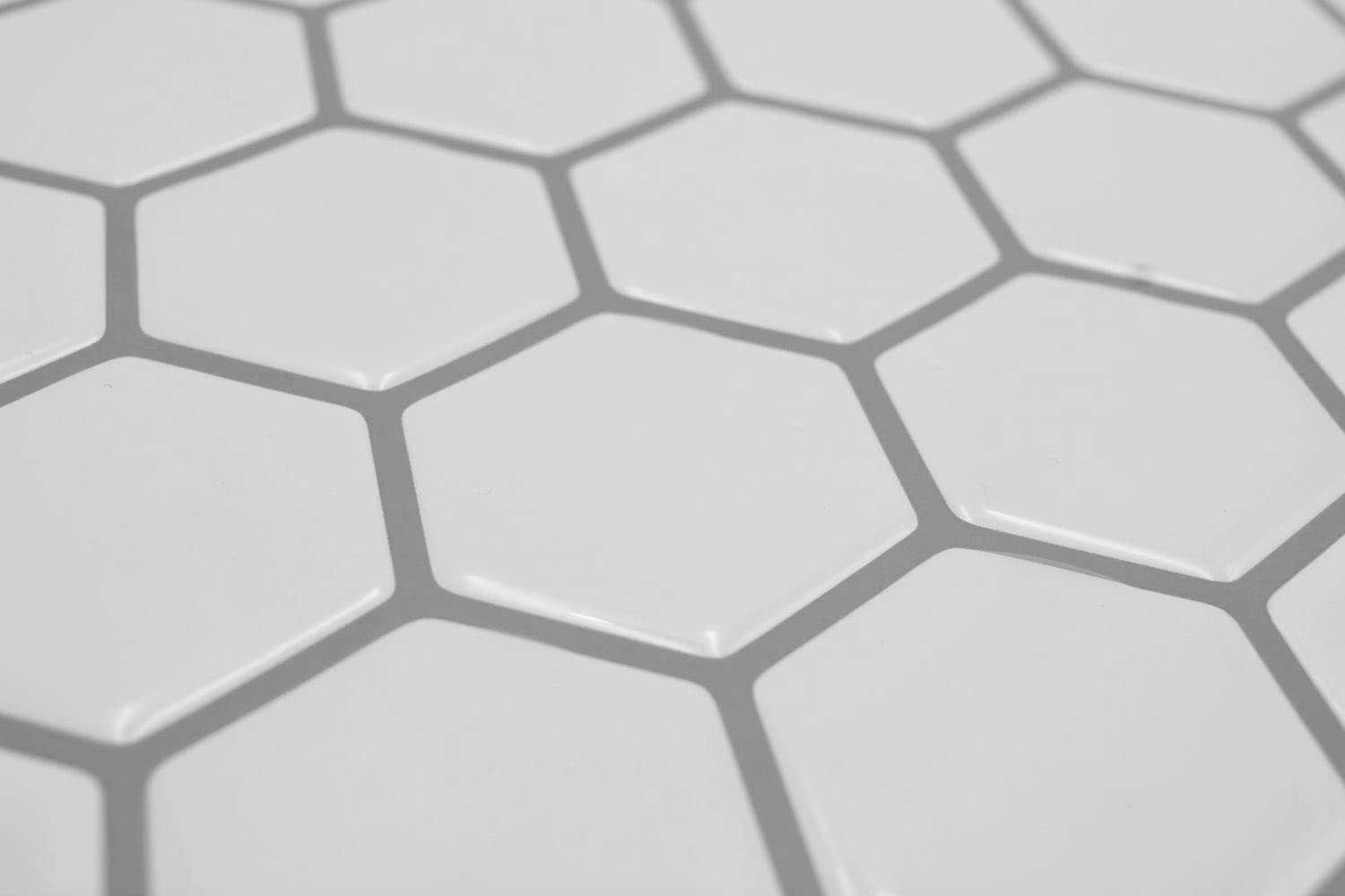 Pellicola autoadesiva a mosaico in vinile, effetto esagonale, colore bianco, 10 tappetini a mosaico