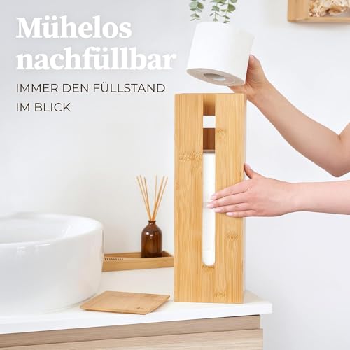 WC-Garnitur Hennez zur Aufbewahrung von Toilettenpapier aus Bambus mit 4 Rollen