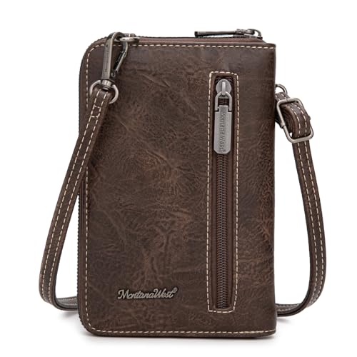 Image of Montana West Western Crossbody Phone Wallet for Women RFID Blocking Wallet Purse with Cash Slots & Zipper Pocket