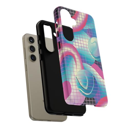 Coque Samsung S24 motif géométrique abstrait 3D rigide rose - 4
