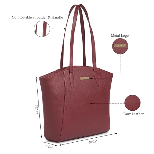 Image of Caprese Ruby Large Tote Bag for Women with Comfortable Straps | Stylish Shoulder & Handheld Bag | Fits Up to 16 Inch Laptop | Durable, Multi-Compartment Design for Work, Travel, Shopping