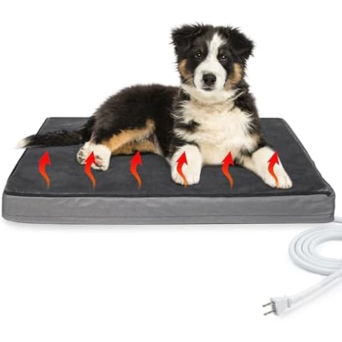 PAIGTEK Orthopedic Foam Heated Pet Bed, Auto Temperature Control, Waterproof, Chew Resistant Cord, for Dogs/Cats (Medium, Black) Cover