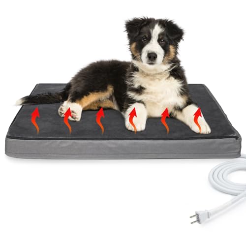 Orthopedic Foam Heated Pet Bed Auto Temperature Control Waterproof Chew Resistant Cord for DogsCats Medium Black