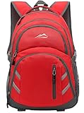 ProEtrade Backpack Bookbag for College Laptop Travel, Fit Laptop Up to 15.6 inch with USB Charging Port Multi Compartment Anti theft, Gift for Women Men (Red)